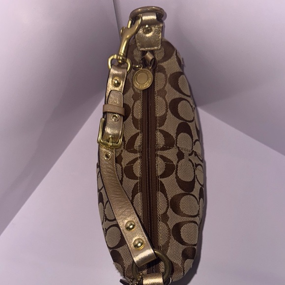 Vtg COACH signature canvas brown/gold fabric Y2K Demi mini bag 40024 - Picture 5 of 9